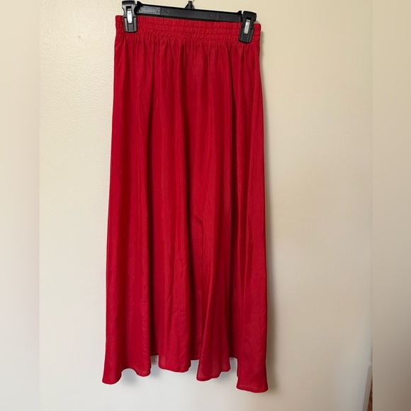 Vintage silk romantic Elegant Red Women's midi  Skirt - Picture 1 of 4